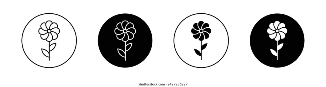 Conjunto de iconos de flores. Símbolo de vector de resorte de pétalo de flor en un estilo negro relleno y contorneado. Signo de la naturaleza floreciente.
