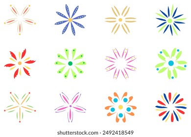 Flower icon set. Botanical floral design