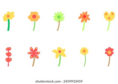 Flower icon set. Botanical Vector