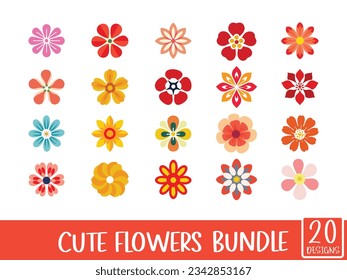 Flower icon set. Cute flower vector set. Floral collection.