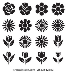 Flower icon set design Vector 