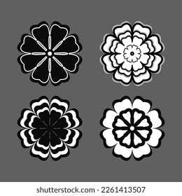 Conjunto de iconos de flor para diseños en fondo gris Ilustración vectorial