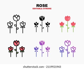 Blumensymbol mit verschiedenen Stilen. Bearbeitbarer Strich und Pixel perfekt. Kann für digitale Produkte, Präsentationen, Print-Design und mehr verwendet werden.