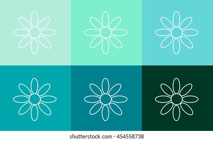 Flower icon set flat design, vector