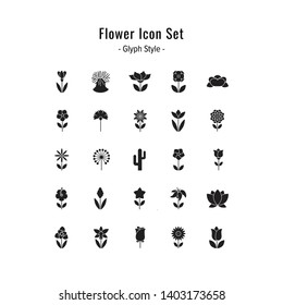 flower icon set. flower icons vector. glyph style design