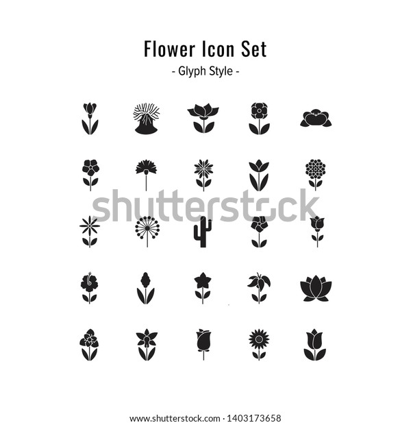 flower icon set. flower icons vector. glyph style design