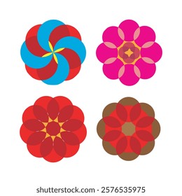 Flower icon set with illustration