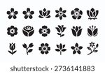 flower icon set isolated on white background

