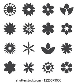 Flower icon set - isolated on white background. Collection of trendy flower icons in flat style. Template for app, sticker, label, tag and logo. Creative art concept, vector illustration