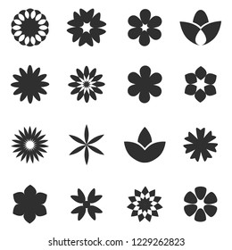 Flower Icon Set - Isolated On White Background. Collection Of Trendy Flower Icons In Flat Style. Template For App, Sticker, Label, Tag And Logo. Creative Art Concept, Vector Illustration