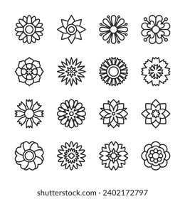 Flower icon set isolated on white