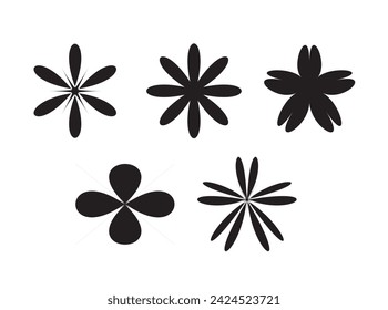 Flower icon set isolated on white background. Sparkles Stars icon. Vector illustration