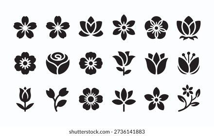 flower icon set isolated on white background
