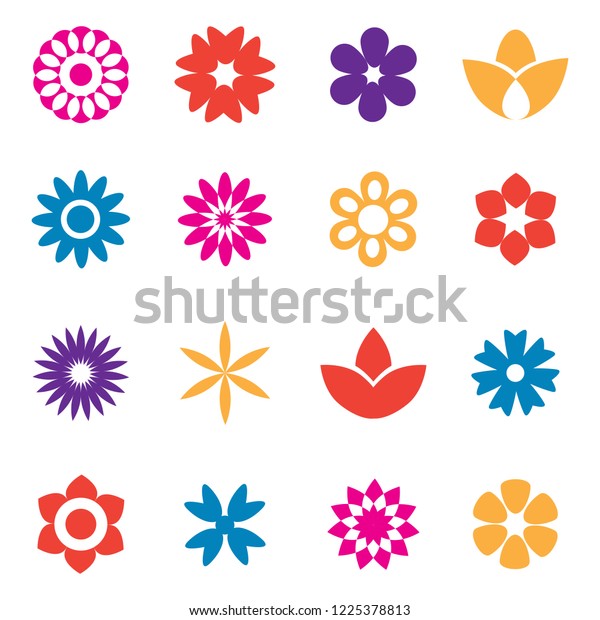 Flower Icon Set Isolated On White Stock Vector (Royalty Free ...