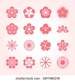 Flower icon set. Japanese style logo design