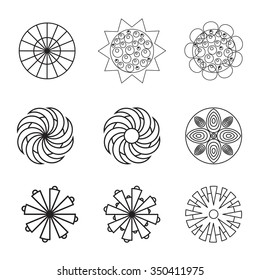 Flower icon set, line collection.