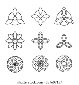 Flower icon set, line collection.