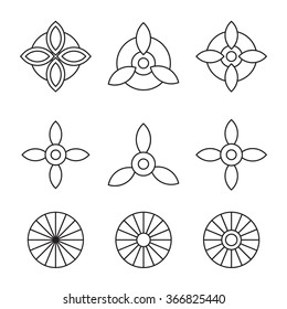 Flower icon set, line collection.