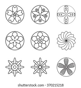Flower icon set, line collection.
