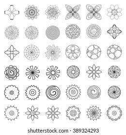 Flower icon set, line collection.