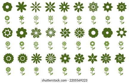 Blumensymbol eingestellt. Moderne süße Blumensymbol. Einziger weißer Hintergrund