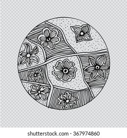 Flower icon set on circle. Doodle style.