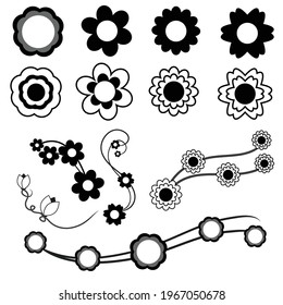 Flower Icon Set on white background