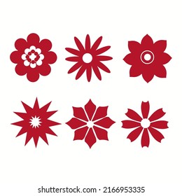 Conjunto de iconos de flor sobre fondo blanco