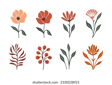 Flower icon set on white background. Vector illustration in flat style