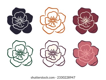 Flower icon set on white background. Vector illustration in flat style