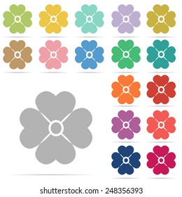 flower icon set on white background : colorful vector