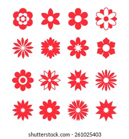 Flower icon set on white background. Vector illustration.