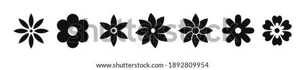 Flower icon set\
on white background. Simple\
icon