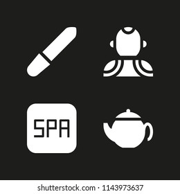 flower icon set with teapot, spa and pedicure vector icons for web and graphic design