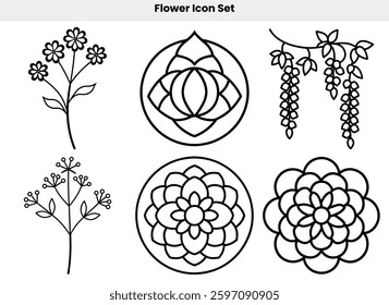 Flower icon set vector design