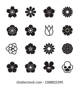 Flower icon set, vector illustration