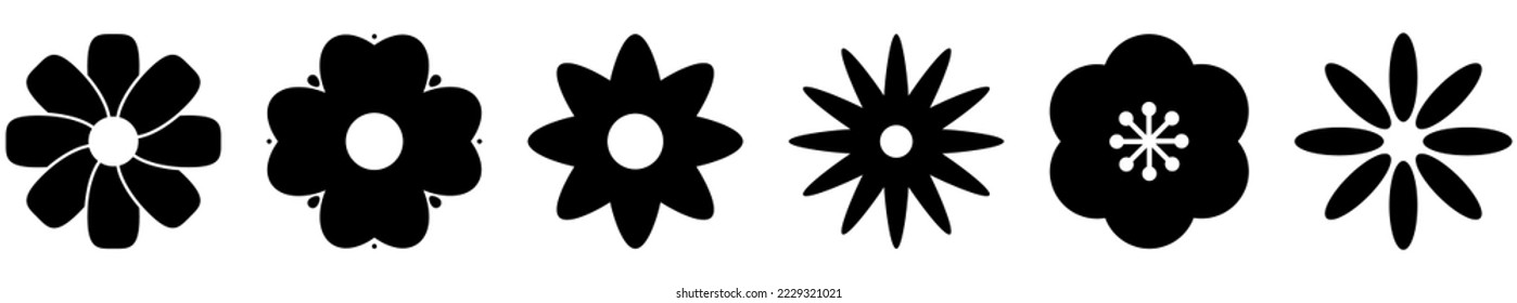 Flower icon set. Vector illustration isolated on white background
