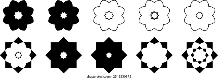 Blumen-Symbol-Set. Vektorgrafik.