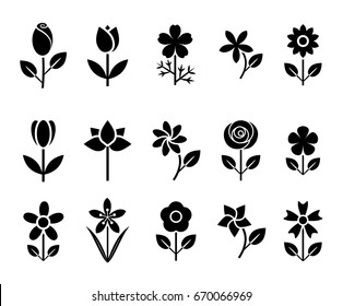 ilustración vectorial de conjunto de iconos de flores