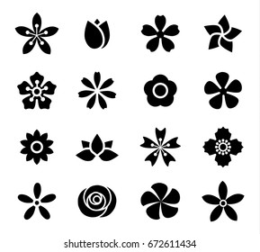 flower icon set vector illustration outline