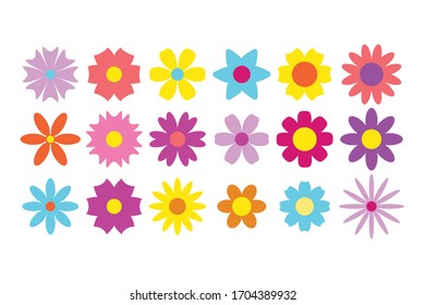 Flower icon set, vector isolated