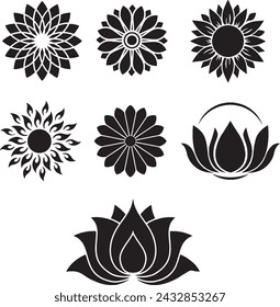 Flower icon set - Set of Vectorized Flowers.