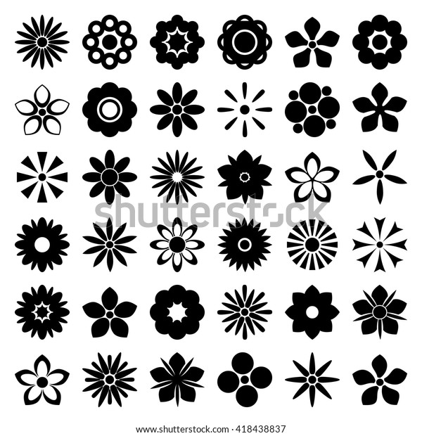 Flower Icon Set Flower Vintage Silhouettes Stock Vector (Royalty Free ...