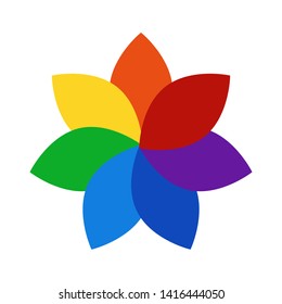 Flower icon, seven color tears like flower petals