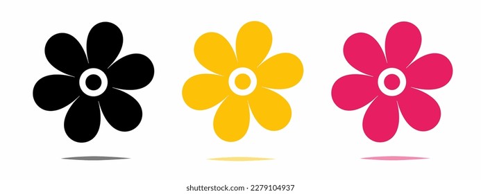 Icono de flor con sombra. Ilustración vectorial de material.