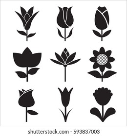 Flower Icon Side view Set Vector Illustration