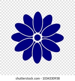 Flower icon. sign design. Vector. Navy blue flat icon on transparent background.
