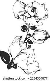 Icono de flor, icono de silueta de flor vector negro