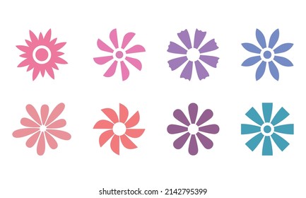 Flower icon simple botanical vector illustration isolated on white. Floral element for print, natural product packaging, background, banner or card. Ecology symbol and environment concept.