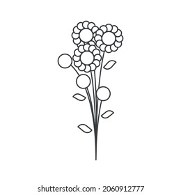 Flower icon. Simple linear image of a bouquet of flowers. Isolated vector on pure white background.